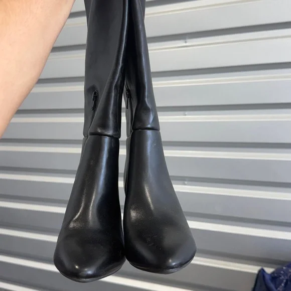 Black Tall Block-Heel Women's Boots - Picture 2 of 2